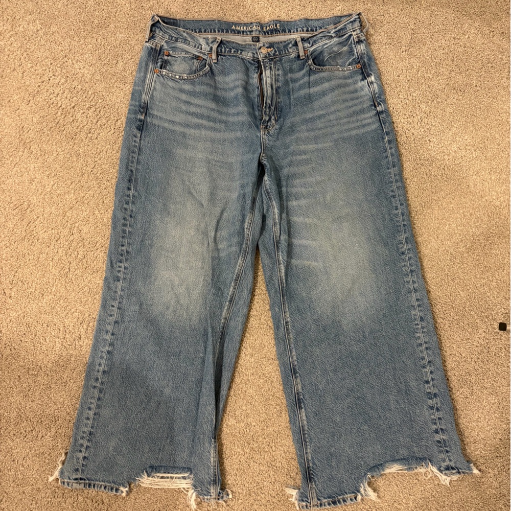 American Eagle Outfitters Light Blue Wide-Leg Jeans